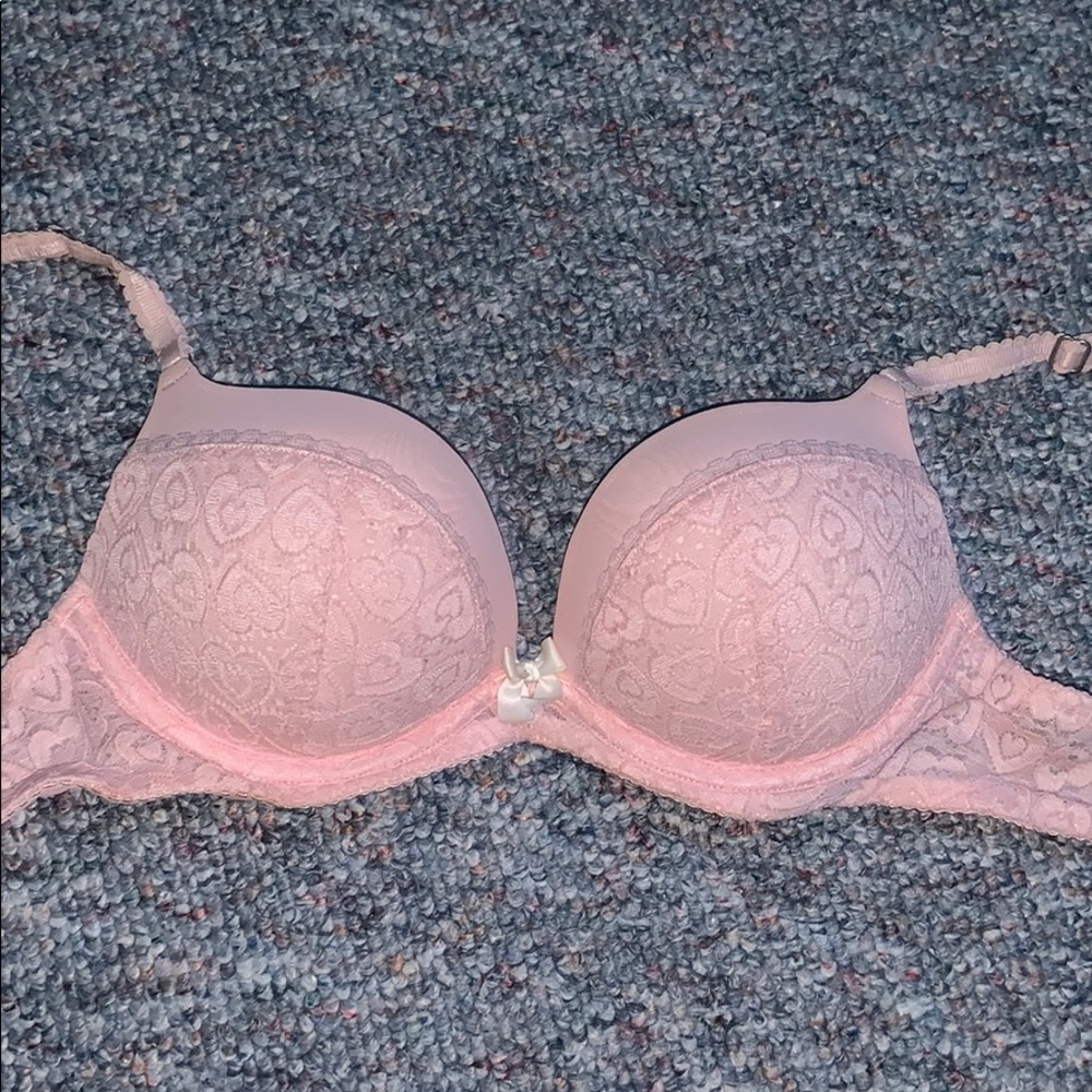aerie 32a light pink bra with hearts